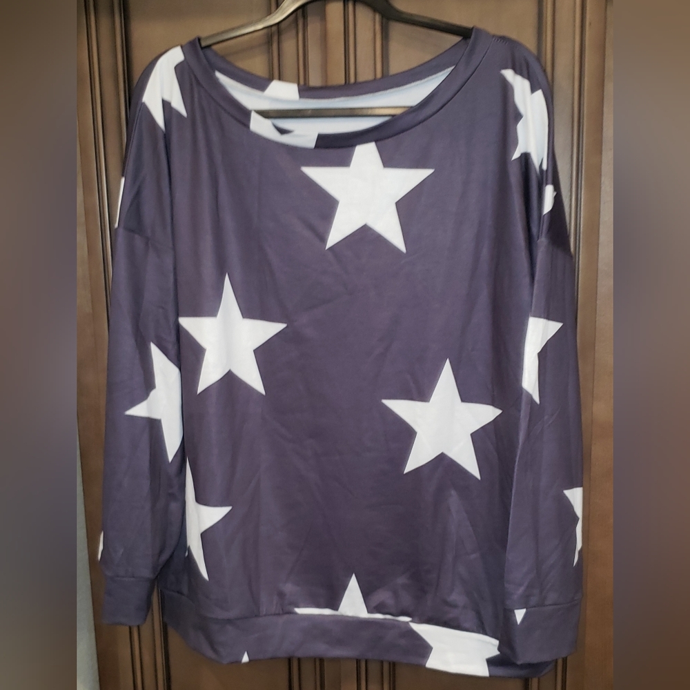 Women's Printed Crew Neck Long Sleeve Sweatshirts Casual Loose Pullover Top XL